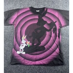 Vintage 90s Bugs Bunny Looney Tunes All Over Print T-Shirt XL Wild Oats USA